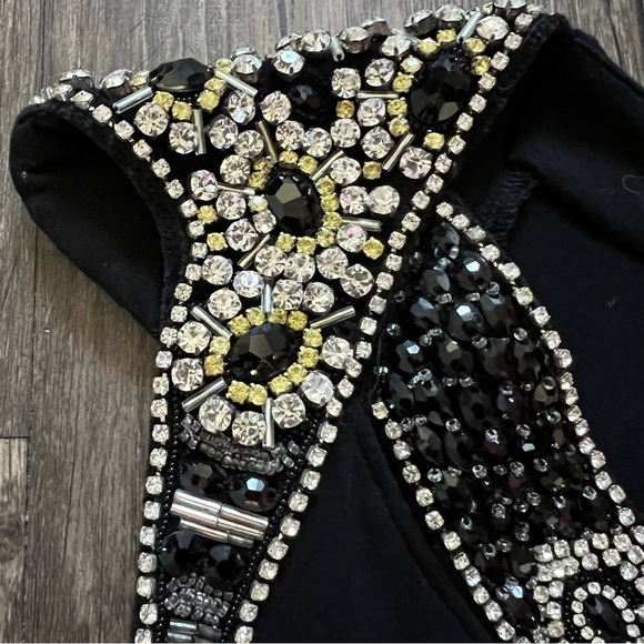 Unearth & Strano Sleeveless Beaded Embellish V Neckline Black Top Tank Shirt XXL - Picture 6 of 14